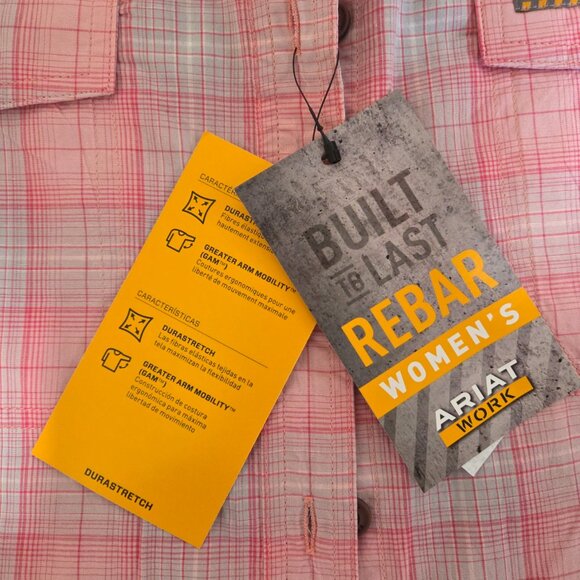 Ariat Women's Size 2X Rebar Work Shirt Tabbed Long Sleeved Button Down - Picture 8 of 9